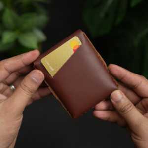 WF Leathercraft No. Portefeuille pour cartes de crédit tout-en-un 101, 100% cuir pleine fleur, couleur brun rougeâtre, garantie 5 ans - Product Image 2