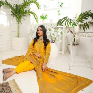 Bin Hameed Mujer Lana de melocotón 3 piezas Salwar Kameez Bellamente diseñado Uso diario Disponible Varios tamaños Indio paquistaní - Product Image 6