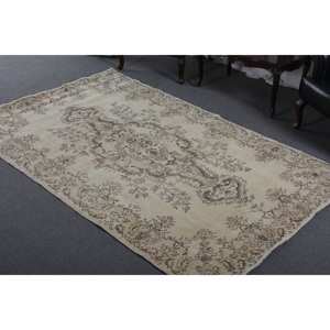 Alfombra turca clásica Vintage Beige 5,2X8,6 pies Respaldo de látex de lana Área grande Rectángulo Patchwork para pasillo Habitación Alfombra - Product Image 2