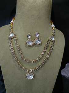 Fournisseur indien plaqué or perlé AD CZ Collection de colliers Kundan pour filles et femmes ensemble de bijoux de fête de l'usine indienne - Product Image 2