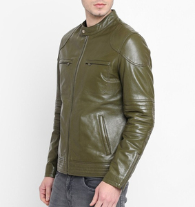 Chaqueta de cuero para hombre de calidad personalizada Chaqueta de cuero de vaca y de piel de oveja y de grano completo original de alta calidad - Product Image 4