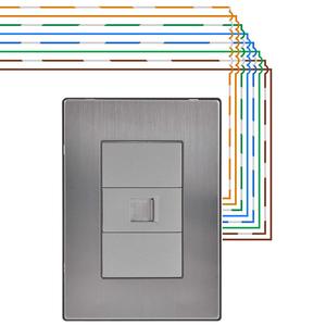Connettore da parete RJ45, MXILR-001, 1 pezzo, presa dati, RJ45 CAT5e, argento, acciaio inossidabile/PC. - Product Image 3