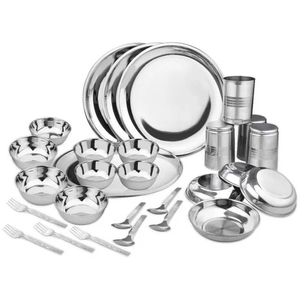 Juego de cena de acero inoxidable de 24 piezas con plato Cargador/platos pequeños/8 cuencos/4 Vasos/4 cucharas juego de cena a precio barato - Product Image 5