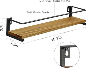 Estante de especias montado en la pared, estante colgante de madera rústica para sobre la estufa, pared de cocina, paquete de 2 - Product Image 4
