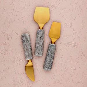 Juego de cubiertos de diseño para comedor, plateados, con mango esmaltado, utensilios para queso - Product Image 3