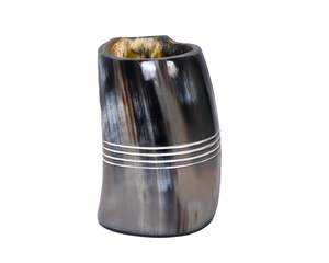 Tasse sculptée en corne de boeuf naturelle au design moderne tasse à boire Viking polie pour bière style animal réel - Product Image 4