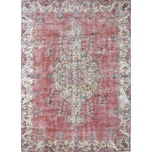 Tapis en laine noués à la main de grande taille, style vintage, motif médaillon rouge et orange, pour salon ou couloir - Pae-2040 - Product Image 1