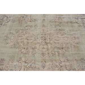 พรมตุรกีวินเทจขนแกะสีเบจสีน้ำตาลขนาด6.3x9.5ฟุตถักทอแบบแบนพร้อมลวดลายเย็บปะติดปะต่อกันสำหรับห้องนั่งเล่นตกแต่งห้องโถง - Product Image 5