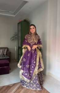 Vente en gros Organza doux longue broderie lourde traditionnelle indienne toutes saisons Kurti Dupatta ensemble Salwar pour les femmes fête tenue régulière - Product Image 6