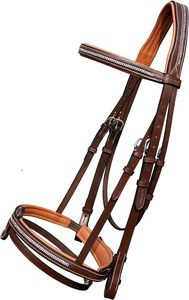 กำไลรูปมงกุฎและแถบยางแบบนุ่มแวววาวและแถบปิดจมูกที่ถอดออกได้และบังเหียนยาง | บังเหียนแบบอังกฤษสำหรับม้า-br - Product Image 5