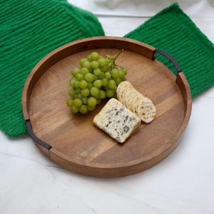 Chất Lượng Cao Bằng Gỗ Phục Vụ Khay Với Sắt Xử Lý 11 Inch Vừa Nâu Mộc Mạc Trang Trí Bàn Cà Phê Platter Cho Nhà Sử Dụng - Product Image 6