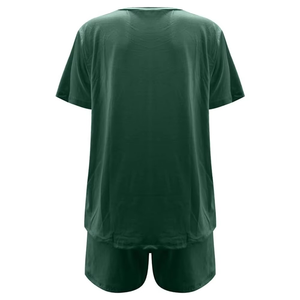 Camiseta y pantalones cortos de cuello redondo personalizados con tarifa barata para mujer, ropa de calle al por mayor, logotipo personalizado, algodón de manga corta para mujer - Product Image 2