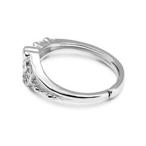 NOVAMART Fine Zarkan Romantic Heart Double Loop <b>Ring</b> Pure <b>Silver</b> with <b>Emerald</b> Cut Gemstone Rhodium Plated Platinum Material Gift - Product Image 4