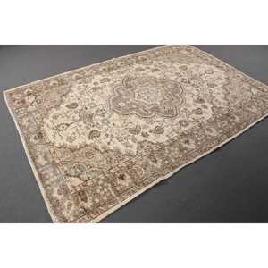 Turkish 5.9x8.4 ft Rug, Vintage Rug, <b>Brown</b> Southwestern <b>Wool</b> Rug - Product Image 3