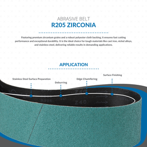 Sun Might R205 Cinturón abrasivo de larga duración de grano de circonio 2000x50mm para desbarbado y pulido de metal y madera - Product Image 2