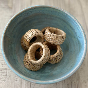 Rattan napkin rings dining table decor hot selling natural woven ring <b>set</b> for <b>dinner</b> napkins - Product Image 5