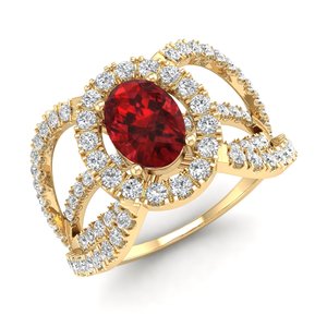 REYES Luxury 14K Solid <b>Gold</b> IGI Certified Diamond Engagement <b>Ring</b> For Women Oval Cut 0.75 <b>Carat</b> Garnet Gemstone Jewelry - Product Image 2