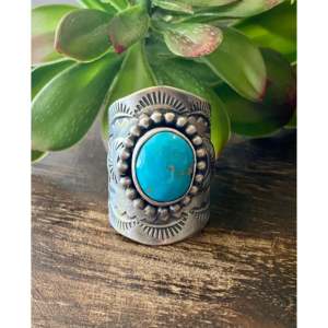 Boyd J Ashley Kingman Turquoise & Sterling <b>Silver</b> <b>Statement</b> <b>Ring</b> Bezel Setting Size 14.75 for Everyday Wear - Product Image 1