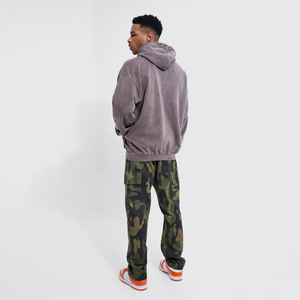 เสื้อฮู้ดฟอกสีกรดผ้าฝ้าย100% แนวไฮสตรีทเสื้อมีฮู้ดฟอกสีแบบวินเทจ - Product Image 4