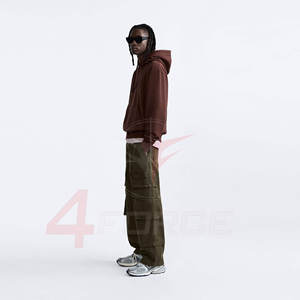 Sweat à capuche court ample pour homme, luxe urbain, en molleton de coton 500 GSM, coupe décontractée, pull court, OEM, marque privée, fournisseur - Product Image 3