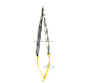 7 Inch (18cm) Gold Spring Handle Needle Holder with Manual Power Source Stainless Steel Material CVD Tips W/o Lock - Product Image 6