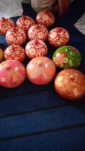 Kashmiri-Decoración de árbol hecho a mano, decoración de árbol para festival de Navidad, bolas de papel artesanales colgantes grandes para fiesta - Product Image 6