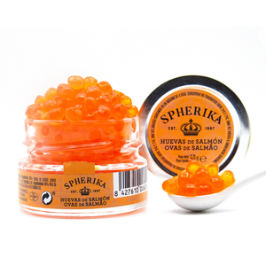 Salmon roe - Spherika 100g glass jar 3oz salmon egg <b>red</b> caviar gluten free GMO free roe fish egg seafood Keta Ikura wild salmon - Product Image 2
