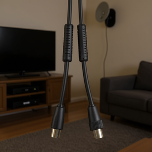 Cable de Audio y Video Negro de 1.5m, Antena de TV de 85 Db con Adaptador, Modelo 00205303 - Product Image 3