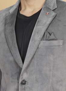 Wholesale Supply of <b>Mens</b> Gray <b>Velvet</b> <b>Blazer</b> Slim Fit Designer Evening for Celebration and Night Functions In Bulk Quantity - Product Image 2