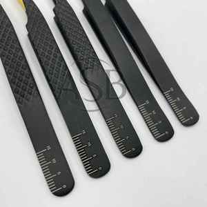 Pinzas de extensión de pestañas personalizadas con agarre de diamante de acero sostenible japonés de Oro Negro 45 90 grados volumen aislamiento pestañas puntiagudas - Product Image 2