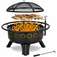 Brasero moderne en acier à bois avec grille de cuisson pivotante pour extérieur, jardin, camping et barbecue