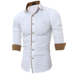Chemise habillée pour hommes 100% coton de haute qualité nouveau Style d'été décontracté et formel écologique et taille Plus couleur Pure - Product Image 5