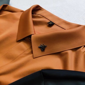 Camisa Formal de manga larga para hombre de inspiración de celebridades, algodón sólido de alta elasticidad, bordado de estilo Vintage de talla grande para uso formal - Product Image 4