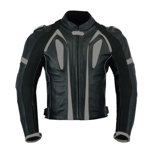 Men's CE Armored Protected Breathable Windproof 2-Piece Biker Track Gear Black Grey Leather Motorbike Racing Suit Custom Printed - Product Image 2