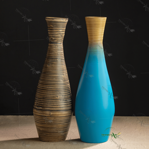 Jarrón de bambú de contraste artístico natural de estilo vintage de proveedor, decoración de estante de exhibición para sala de estar, adorno - Product Image 4