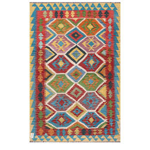 Alfombra Kilim de Maimana, Afganistán, 188 x 125 cm, Alfombras y Juegos de Alfombras - Product Image 1