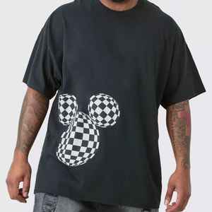 Camiseta de manga corta de algodón de gran tamaño 190 Gsm, cuello redondo, serigrafía personalizada, camisetas promocionales de alta calidad para hombres - Product Image 1