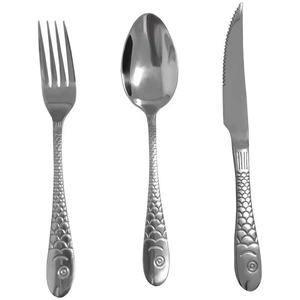 Ensemble de couverts en acier inoxydable poli miroir argenté avec longue poignée plate Ensemble de couverts en métal faits à la main pour la rentrée des classes - Product Image 3