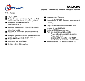 Bộ điều khiển Ethernet davicom dm9000aep với giao diện Bộ xử lý chung 10/100Mbps Mac PHY - Product Image 3