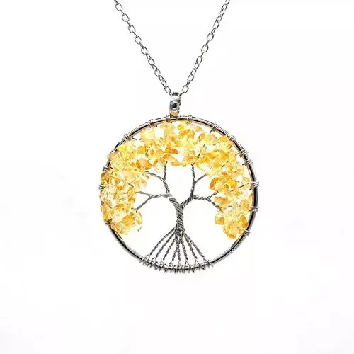 Citrine quartz natural crystal stones tree of life Pendant necklace wholesale chakras pendants for men and women
