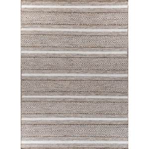 พรมขนสัตว์ลายเรขาคณิตสีน้ำตาลเบจคลาสสิก ทอแบบเรียบ สำหรับห้องนั่งเล่น ห้องโถง รูปทรงสี่เหลี่ยมผืนผ้า รุ่น ADWP-13039 ขนาด 4 เมตร - Product Image 1