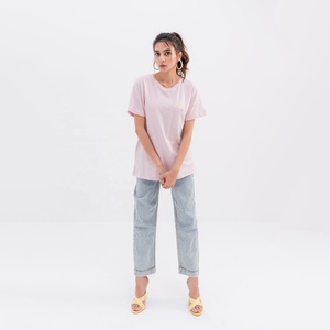 T-shirt en coton à col rond pour femme, coupe classique, séchage rapide, respirant, anti-boulochage, écologique, imprimé en sérigraphie, logo brodé - Product Image 5