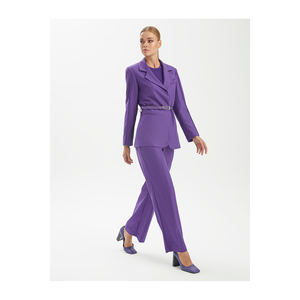 Ensemble de costume élégant pour femme BGN, veste en mélange de viscose avec ceinture, W24J077 - Product Image 2