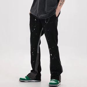 Pantalones acampanados personalizados para hombre, ropa de calle, pantalones de chándal acampanados de algodón con cintura alta elástica, informales de talla grande para - Product Image 2