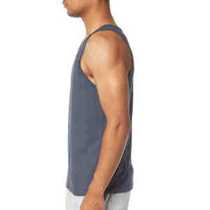 เสื้อกล้ามออกกำลังกายผู้ชายผ้าโพลีเอสเตอร์/ ผ้าฝ้ายแห้งเร็วระบายอากาศได้ดีเสื้อผ้าออกกำลังกายน้ำหนักเบาสำหรับฤดูร้อน - Product Image 4