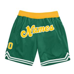 Industrie Direct Engro Sportswear Short de basket-ball Short de basket-ball personnalisé Kelly Green Gold-White Authentic Throwback Shorts - Product Image 1