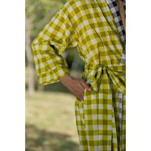 Robe Kimono Unisexe en Coton Pur Style Bohème, Peignoir de Luxe à Motifs Géométriques, Coupe Décontractée, Vêtement d'Intérieur Décontracté d'Été Respirant Unisexe - Product Image 4
