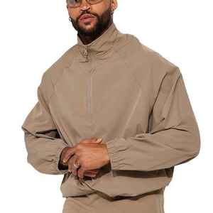 Chubasquero de LICRA/nailon transpirable impermeable con capucha para hombre con cierre de cremallera logotipo frontal liso teñido invierno - Product Image 5