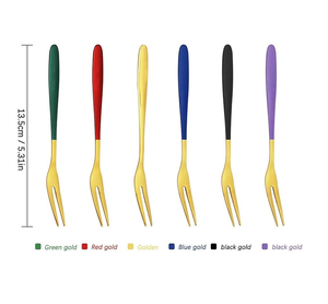 Cuchara Tenedor de latón ecosostenible con mango de PVD Cuchara Tenedor de postre para bodas y fiestas de acero con espejo - Product Image 3