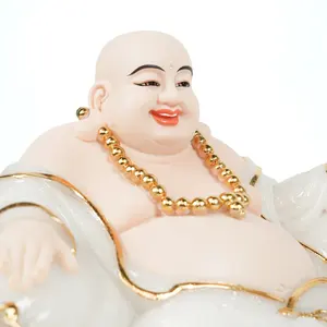 Giften En Ambachten Hars Handwerk Kleine Lachende Boeddha Harsbeeld Witte Sculptuur Aanpassen Ontwerp En Kleur Voor Huisdecoratie